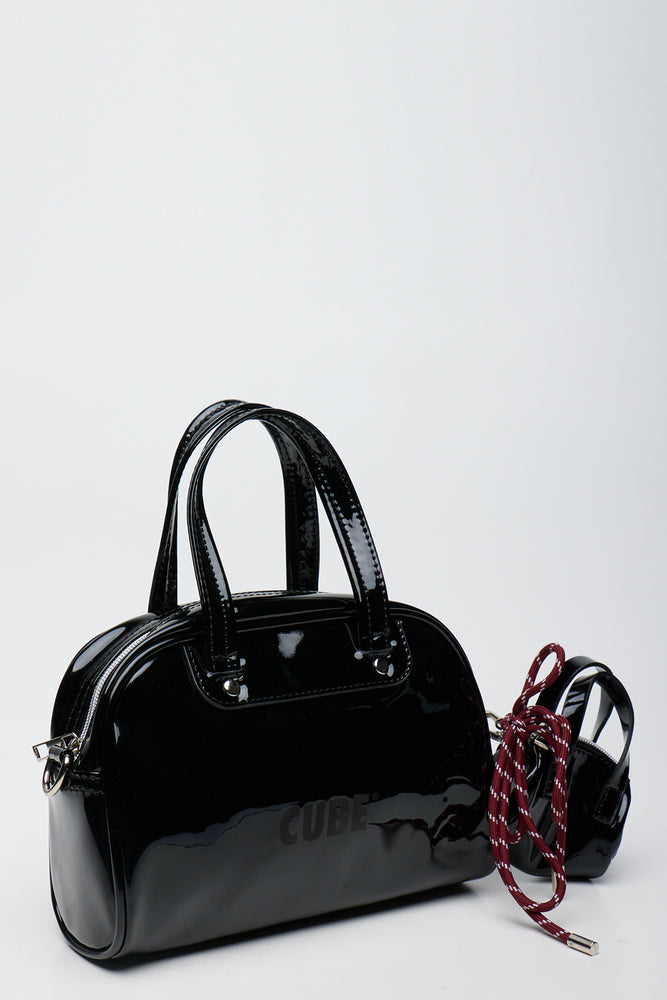 Black Patent Handbag With Charm (1)