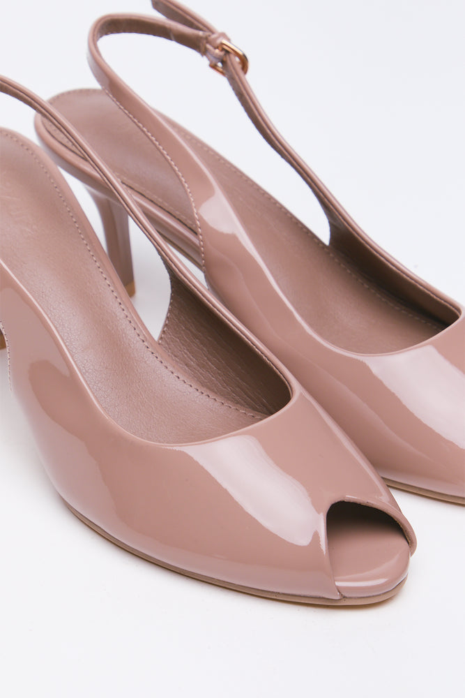 Taupe Patent Peep Toe Heels (2)