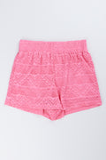 Pink Crochet Style Pull On Shorts