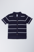 Navy Striped Knitted Golfer