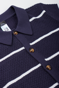 Navy Striped Knitted Golfer (1)