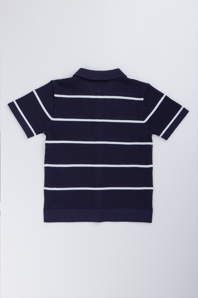 Navy Striped Knitted Golfer (2)