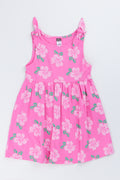 Pink Floral Shoulder Tie Dress