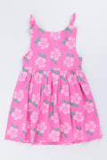 Pink Floral Shoulder Tie Dress (2)