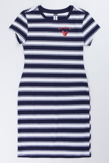 Striped Amore Heart Bodycon Dress