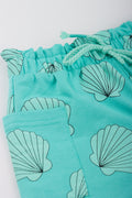 Teal Shell Print Fleece Shorts (1)