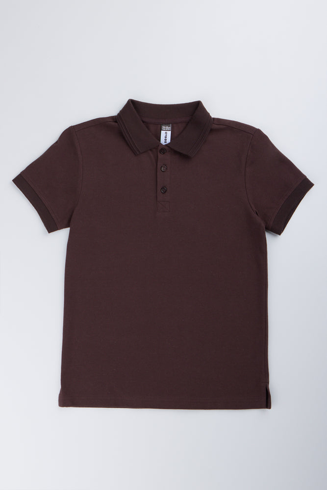 Brown Cotton Short Sleeve Golfer