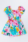 Tropical Floral Puff Sleeve Dress (2)