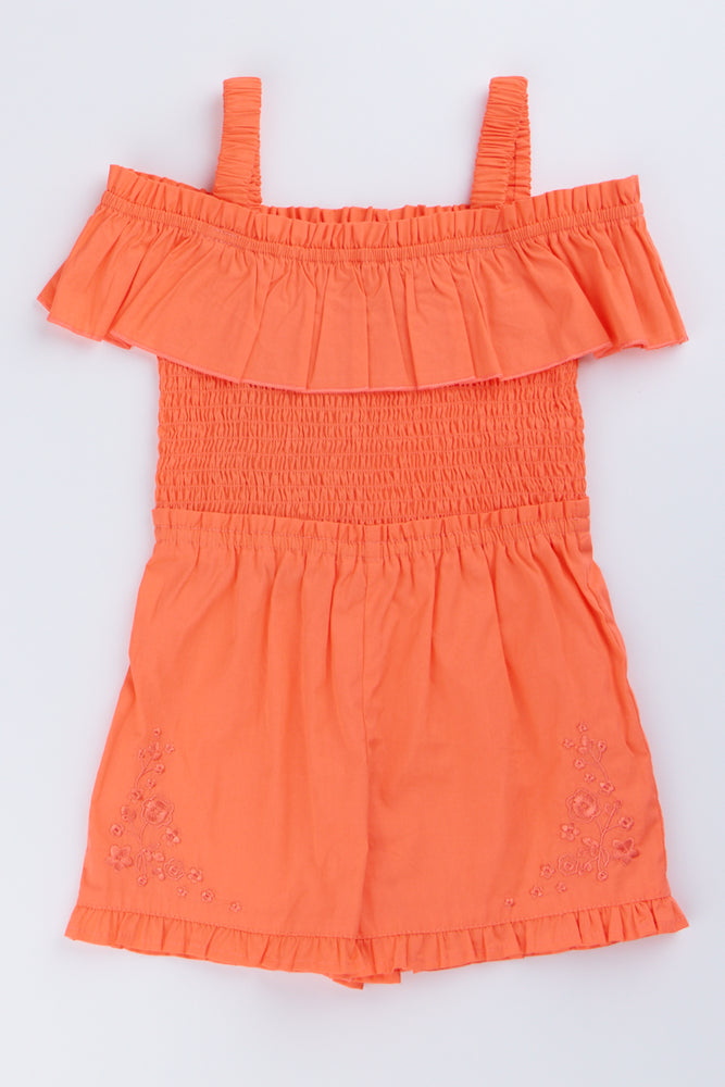 Orange Frill Detail Summer Jumpsuit