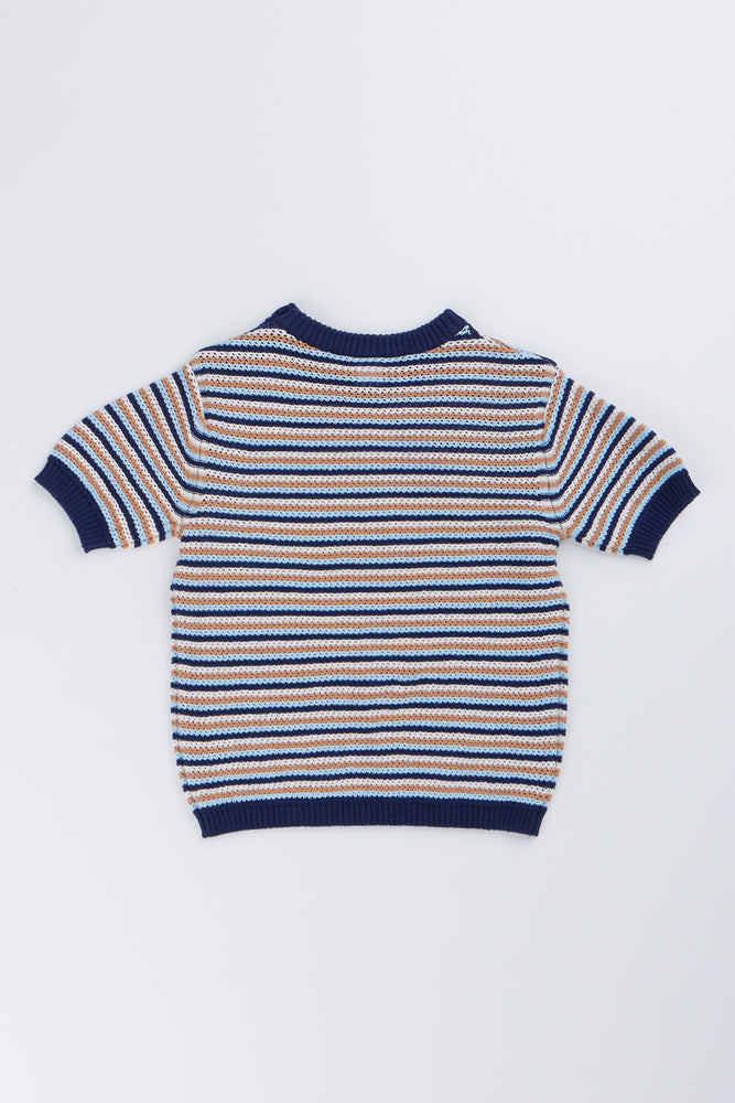 Striped Short Sleeve Crewneck Knit (2)
