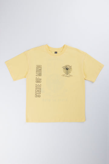 Yellow Printed State Of Mind T-Shirt