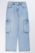 Blue Light Wash Cargo Jeans