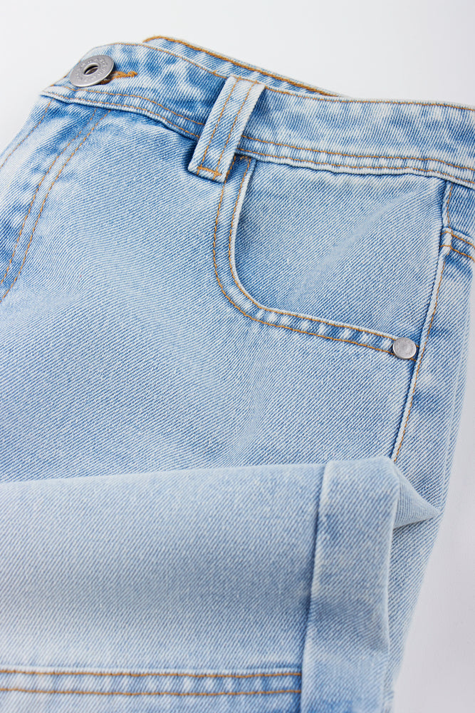Blue Light Wash Cargo Jeans (1)