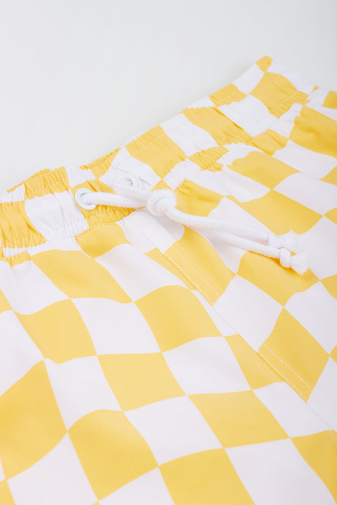 Yellow Gingham Swim Shorts (1)