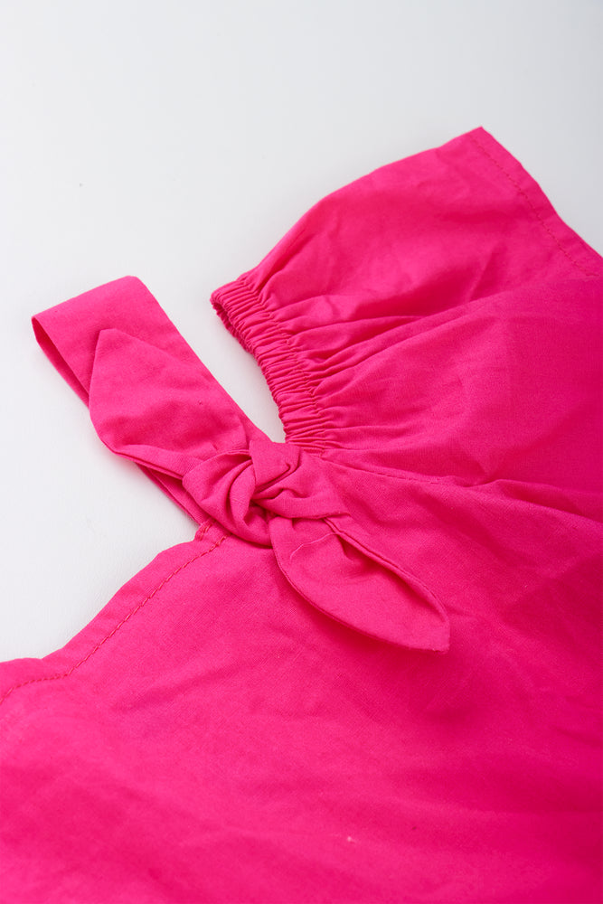 Pink Cold Shoulder Woven Top (1)