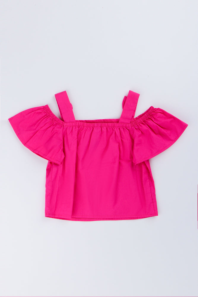 Pink Cold Shoulder Woven Top (2)
