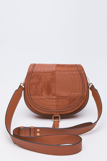 Tan Patch Detail Saddle Bag
