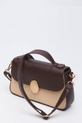 Brown Straw PU Clutch Bag (2)