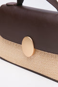 Brown Straw PU Clutch Bag (4)