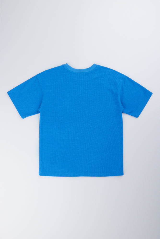 Blue Waffle Texture Pocket T-Shirt (2)