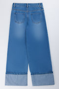 Wide Leg Diamante Cuff Jeans (2)