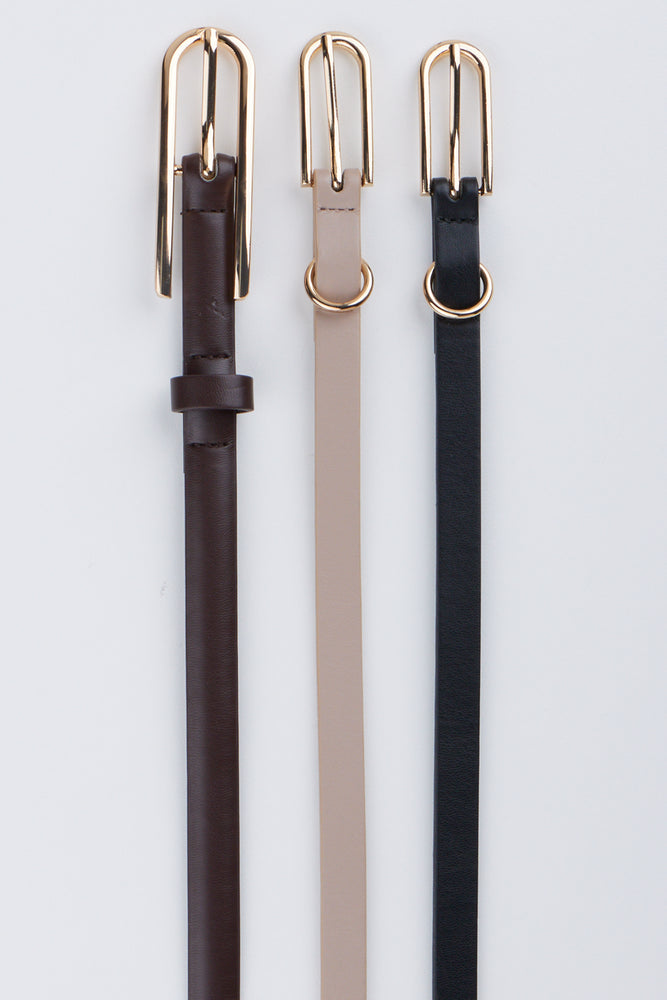 3 Pack Slim Buckle Belts