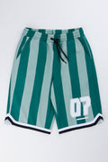 Green Striped Graphic Shorts