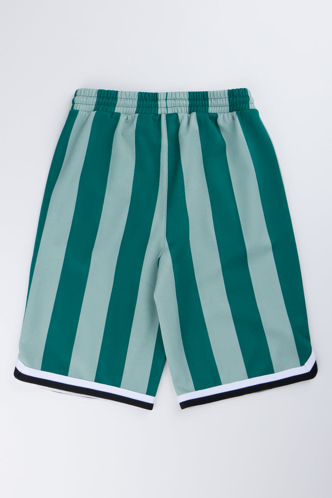 Green Striped Graphic Shorts (2)