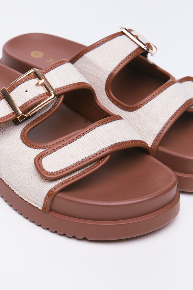 Two Tone Canvas Buckle Sandals (2)