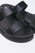 Black Embossed Double Strap Sandals (2)