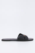 Black Metal Trim Mule Sandals (1)