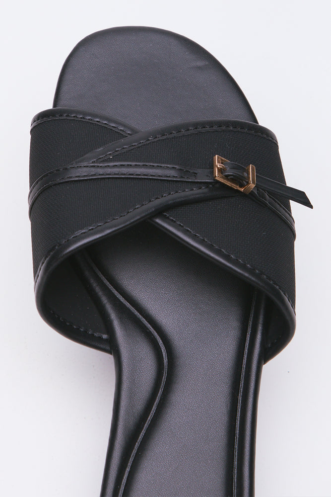 Black Metal Trim Mule Sandals (4)