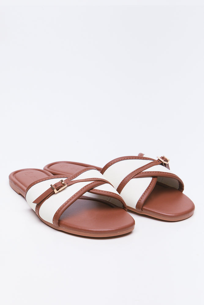 Two Tone Metal Trim Mules