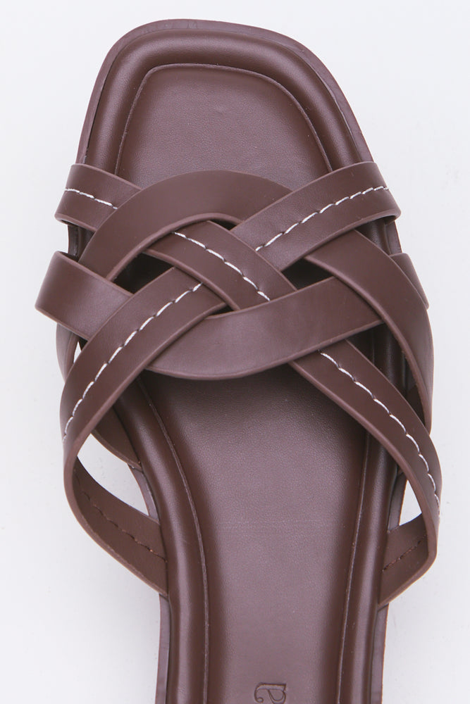 Brown Knot Design Mule Sandals (4)