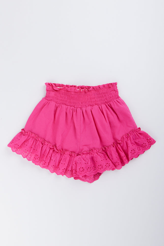 Pink Anglaise Frill Shorts (2)