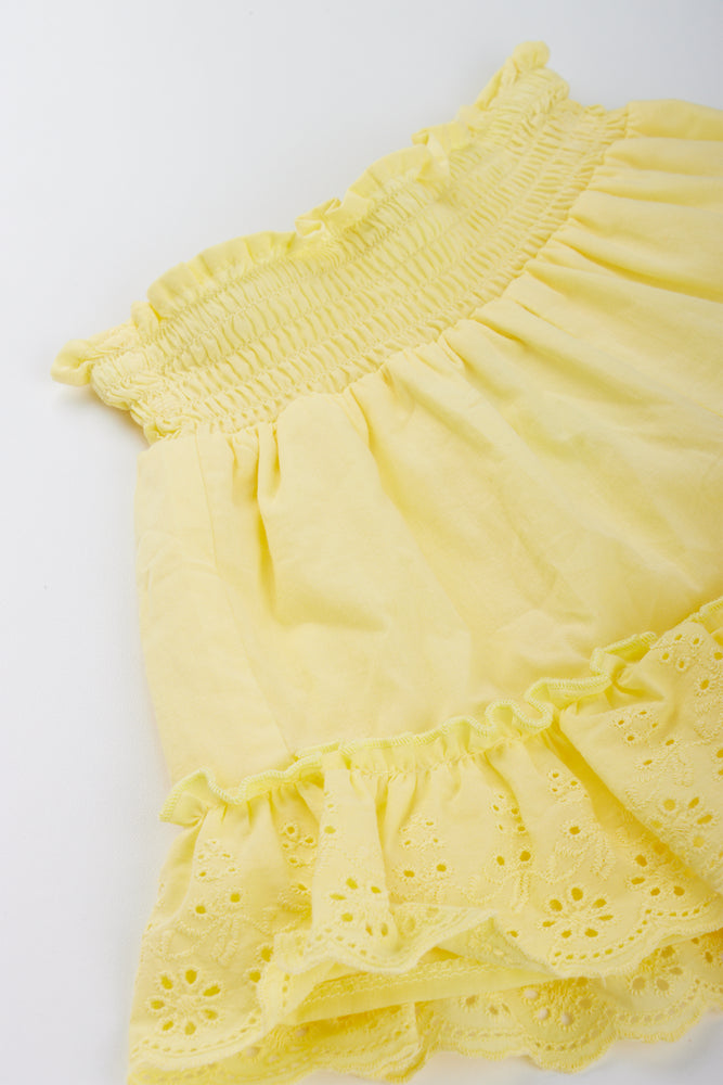 Yellow Anglaise Frill Shorts (1)