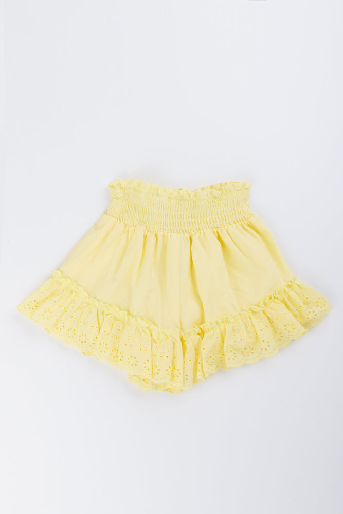 Yellow Anglaise Frill Shorts (2)