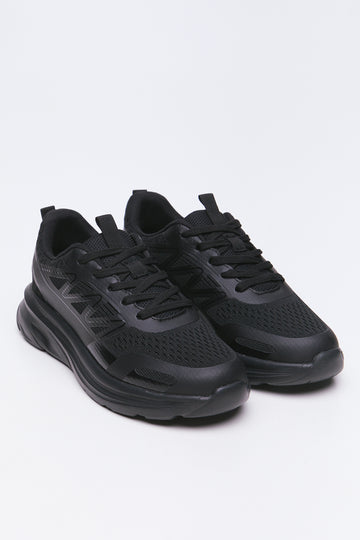 All Black Panel Detail Trainers
