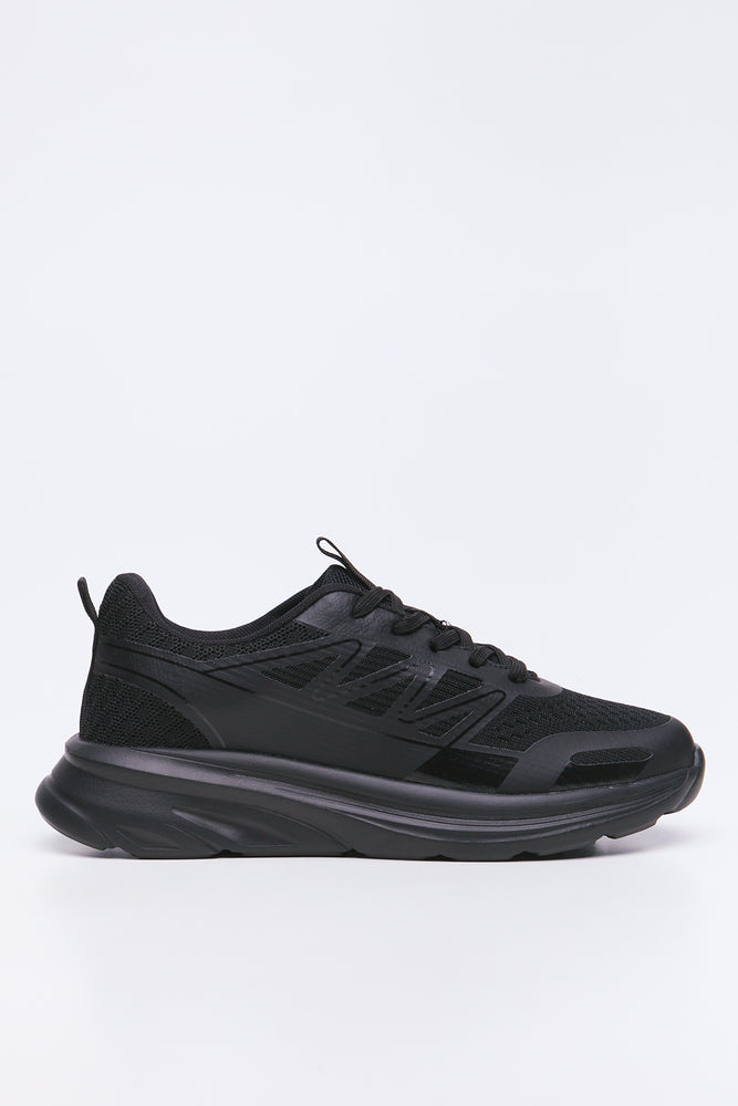 All Black Panel Detail Trainers (1)