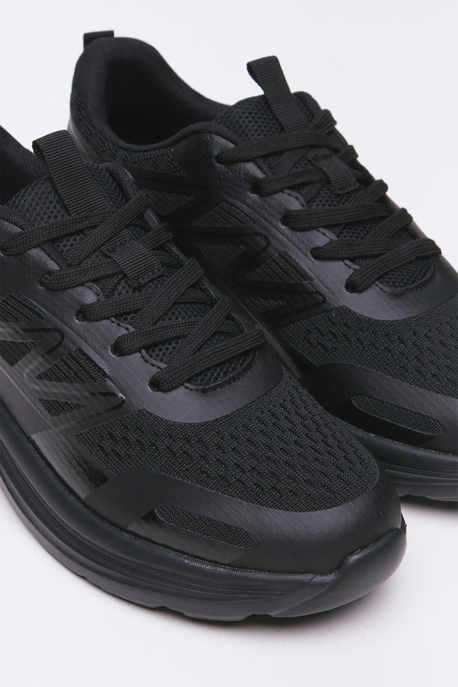 All Black Panel Detail Trainers (2)