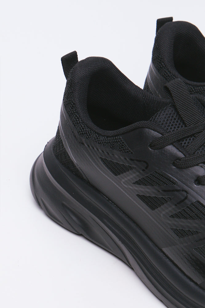 All Black Panel Detail Trainers (3)