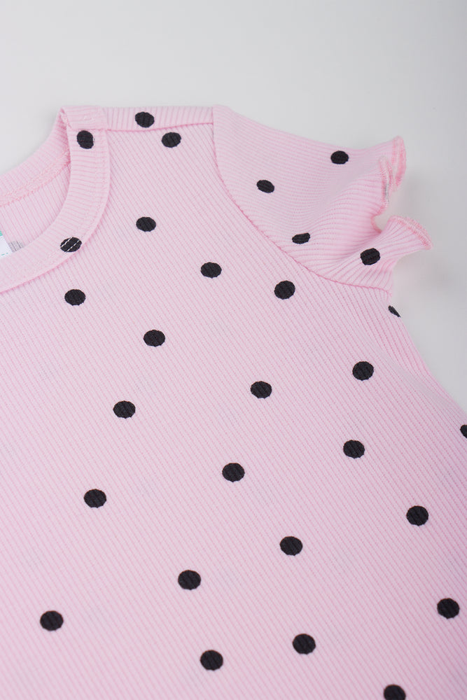 Pink Polka Dot Ribbed T-Shirt (1)