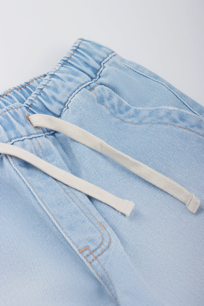 Light Blue Pull On Denim Shorts (1)