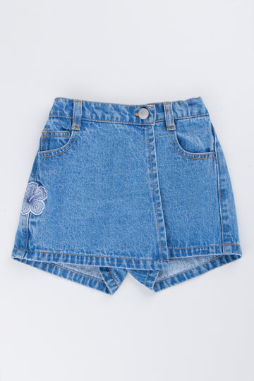 Butterfly Applique Denim Skort