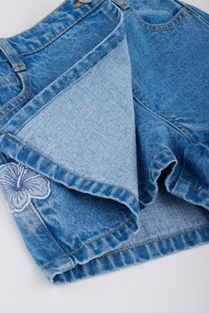 Butterfly Applique Denim Skort (2)