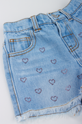 Blue Rhinestone Heart Denim Shorts (1)