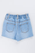 Blue Rhinestone Heart Denim Shorts (2)