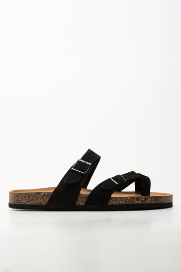 Black Toe Post Footbed Sandals