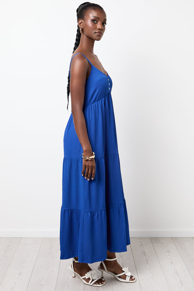 Blue Crinkle Textured Midi Dress (1)