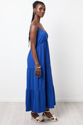 Blue Crinkle Textured Midi Dress (1)